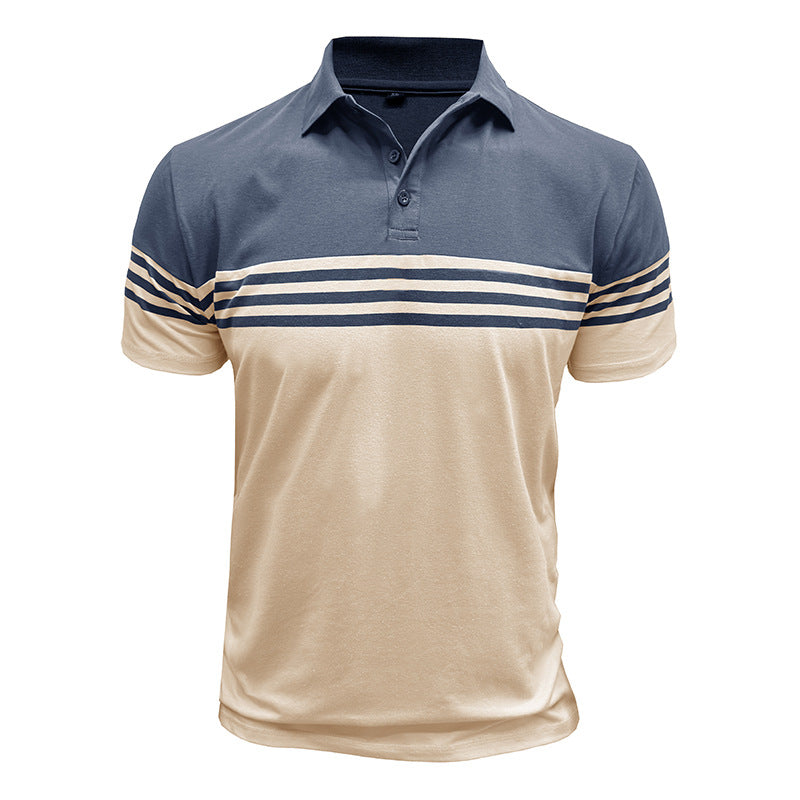 Casual men's color block polo shirt with short sleeves. A stylish regular fit top for summer and everyday wear.