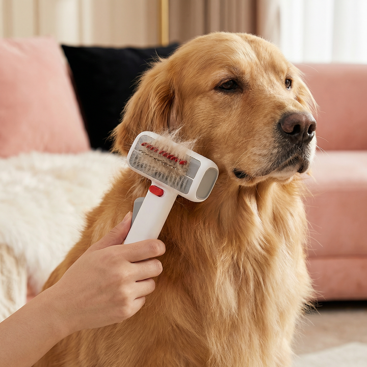 Dog & cat dematting brush. Removes undercoat & tangles effectively for all pet hair types. Pet grooming tool.