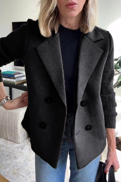 Modern classic women's double-breasted blazer. Elegant tailored jacket for polished & sophisticated office wear.