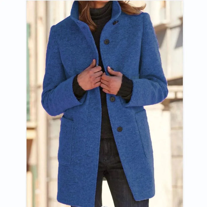 Stylish women's long coat, elegant outerwear for a timeless look. Perfect classic fashion & comfort.
