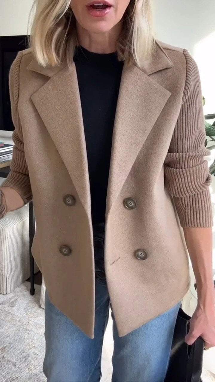Classic women's double-breasted blazer. Polished tailored jacket, perfect for office & versatile fashion.