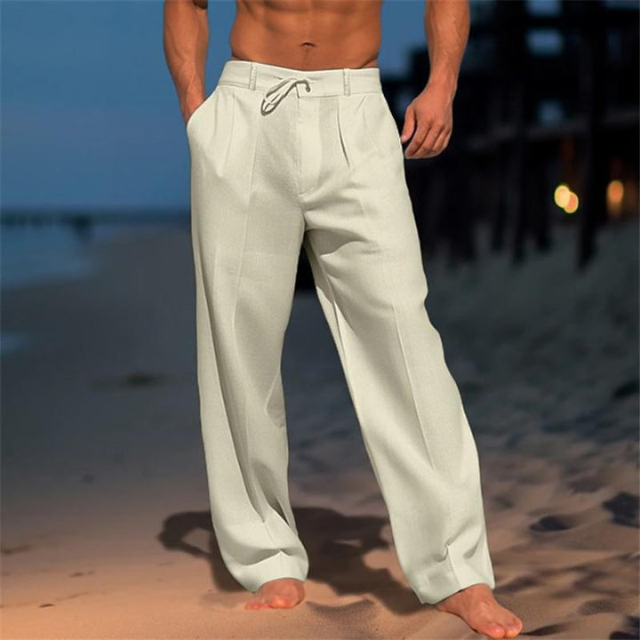 Classic men's wide leg trousers. Plain, comfortable, and breathable for versatile summer fashion.