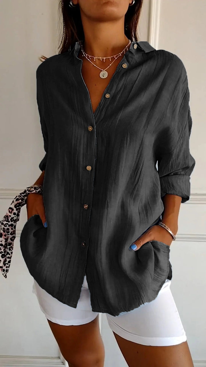 Elegant ruffled collar blouse for women, combining comfort with chic formal wear.