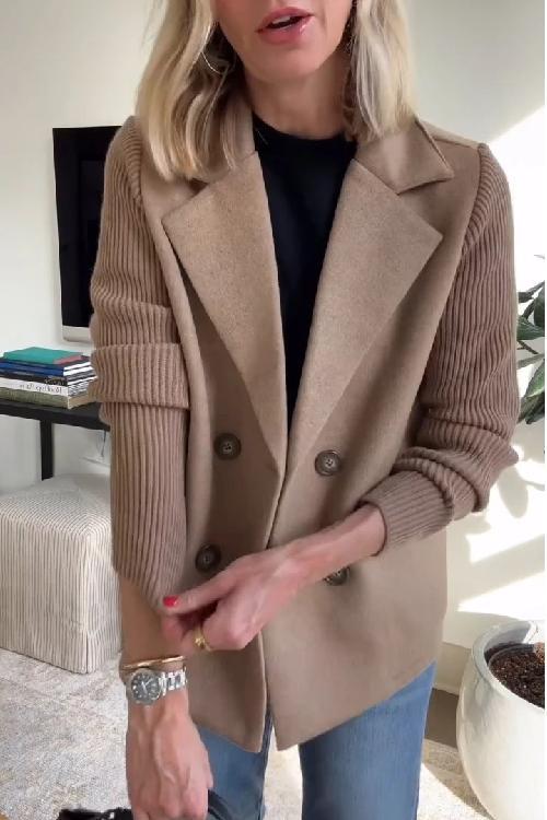 Chic women's double-breasted blazer. Versatile tailored jacket for sophisticated office & classic style.