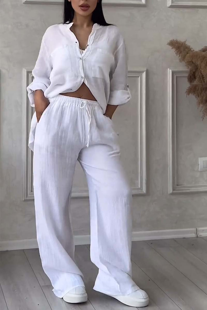 Amarae women's stylish two-piece set with soft pants, ideal for versatile summer fashion.
