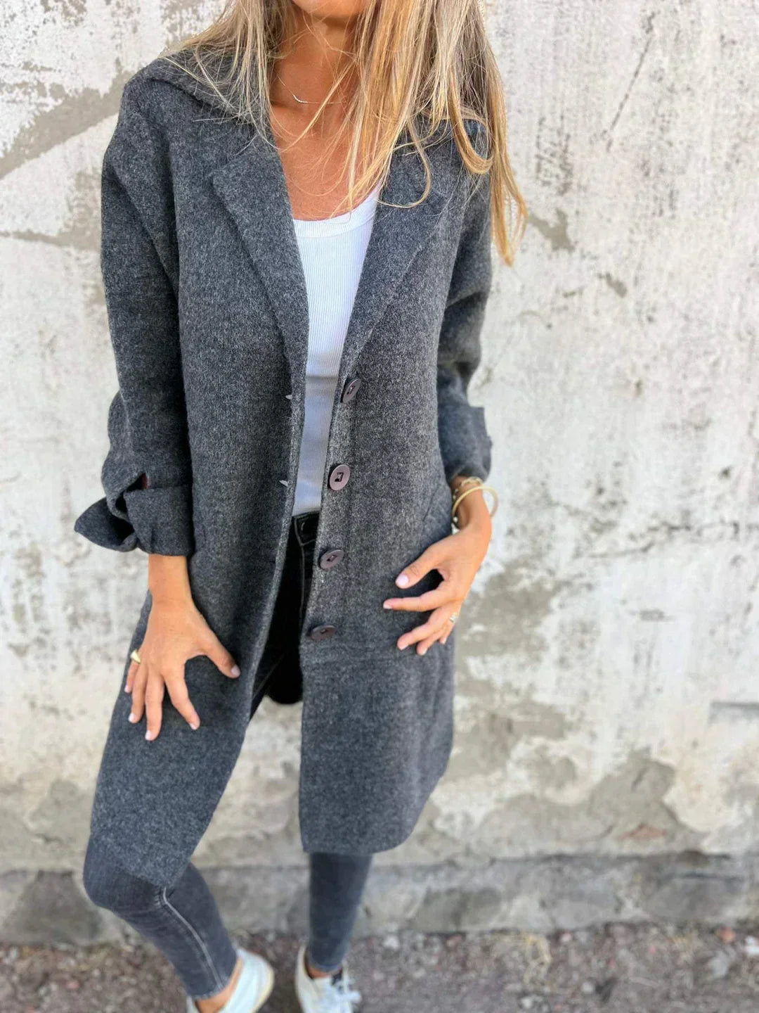 Professional women's buttoned blazer, essential workwear and elegant fashion outerwear.