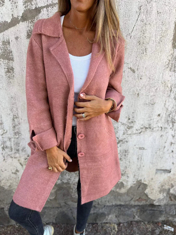 Versatile women's buttoned blazer, ideal for workwear & casual chic, a fashion jacket.