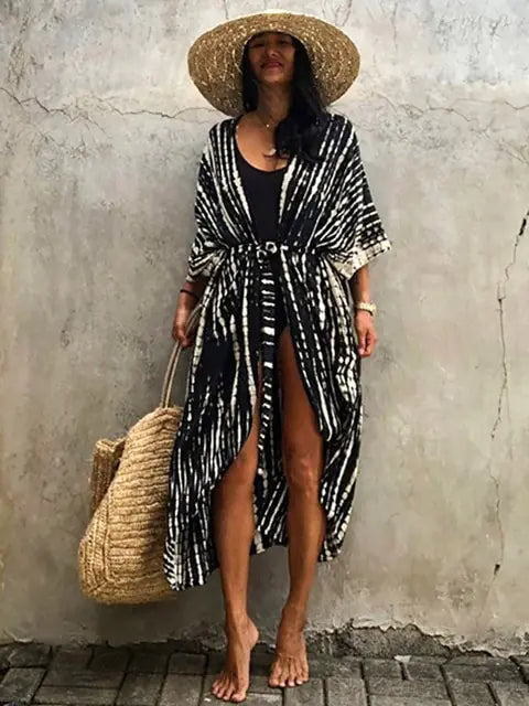 Women's flowy bohemian beach sarong cover-up, perfect for summer style.