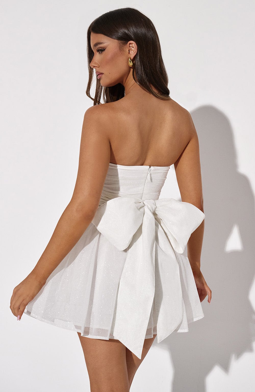 Women's elegant strapless A-line mini formal dress, perfect for special occasions and evening wear.