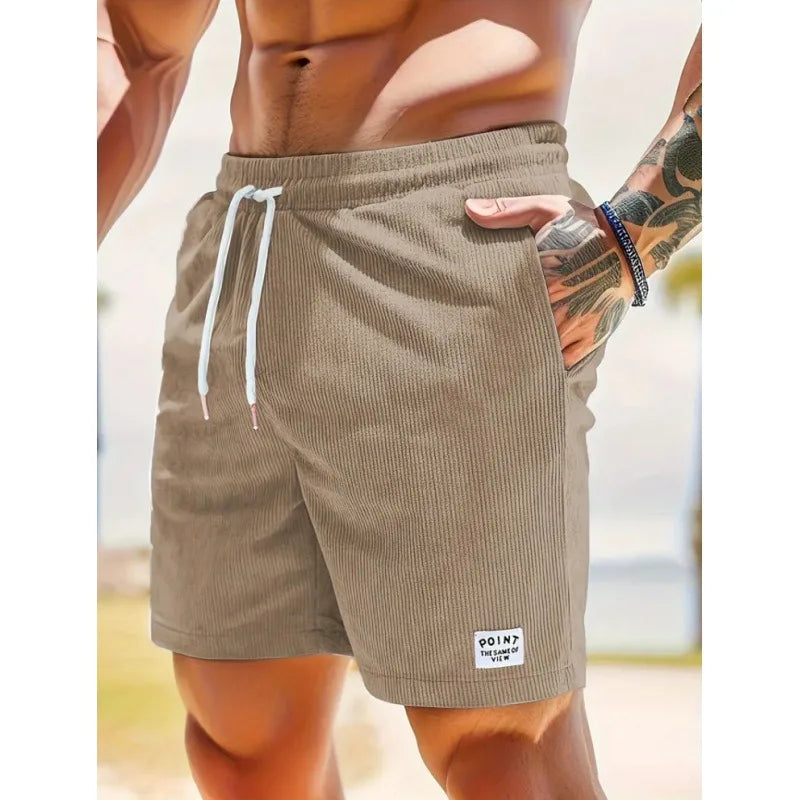 Lightweight men's casual shorts with drawstring, great for summer, beach, or relaxed warm weather days.