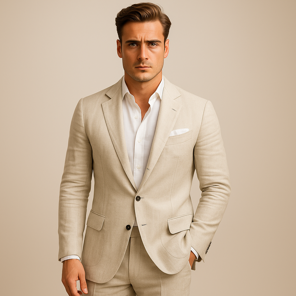 Men's tailored single-breasted blazer for sharp business attire, formal wear, and elegant office style.