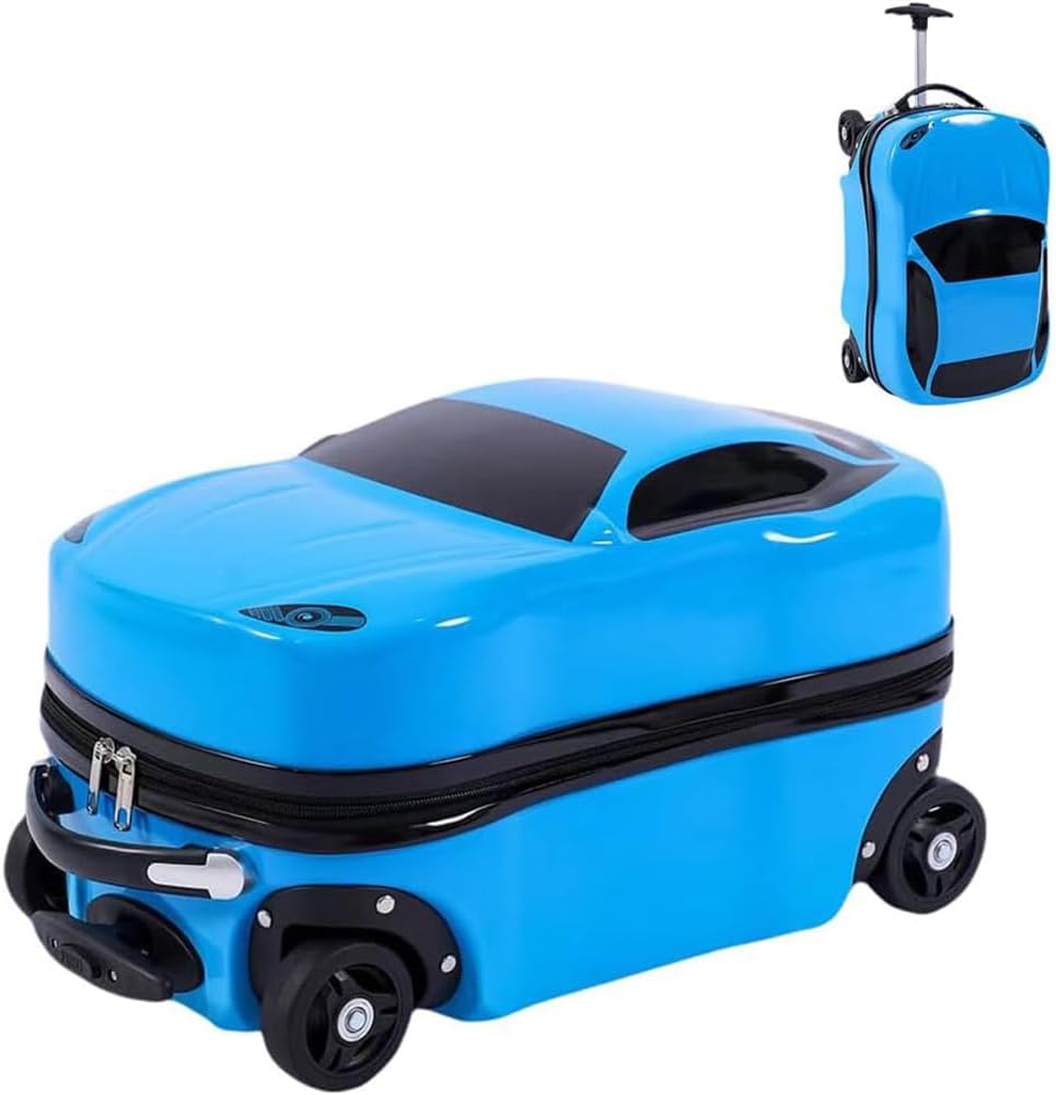 18-inch kids' travel accessory: a pull-along car suitcase with a convenient retractable handle.