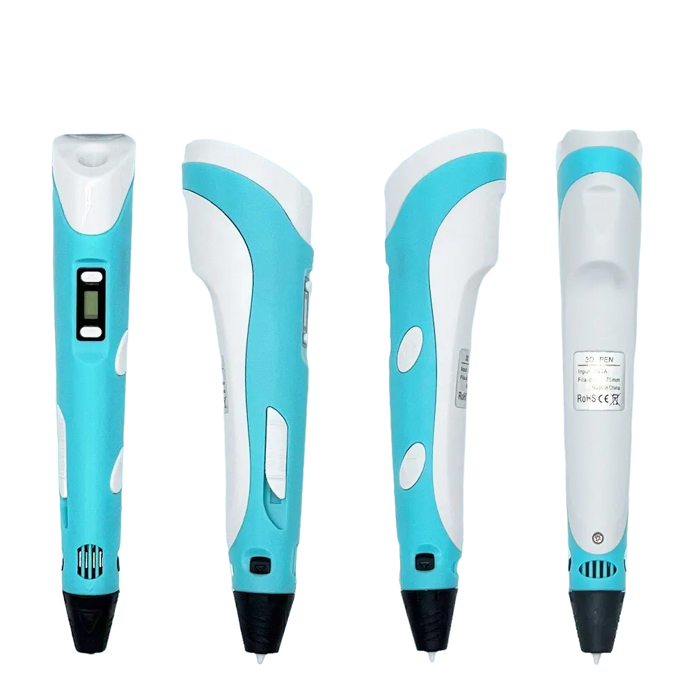 Child using innovative 3D drawing pen with LCD screen, creating colorful models; a fun educational toy for kids.