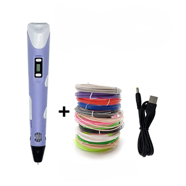 Vibrant 3D pen for kids, featuring an LCD screen for easy drawing. Perfect creative gift & learning tool for children.