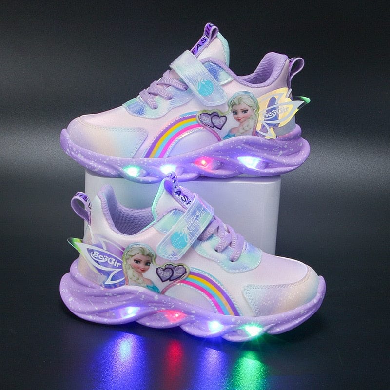 Breathable mesh LED sneakers for kids, providing comfort & airflow for active summer play.