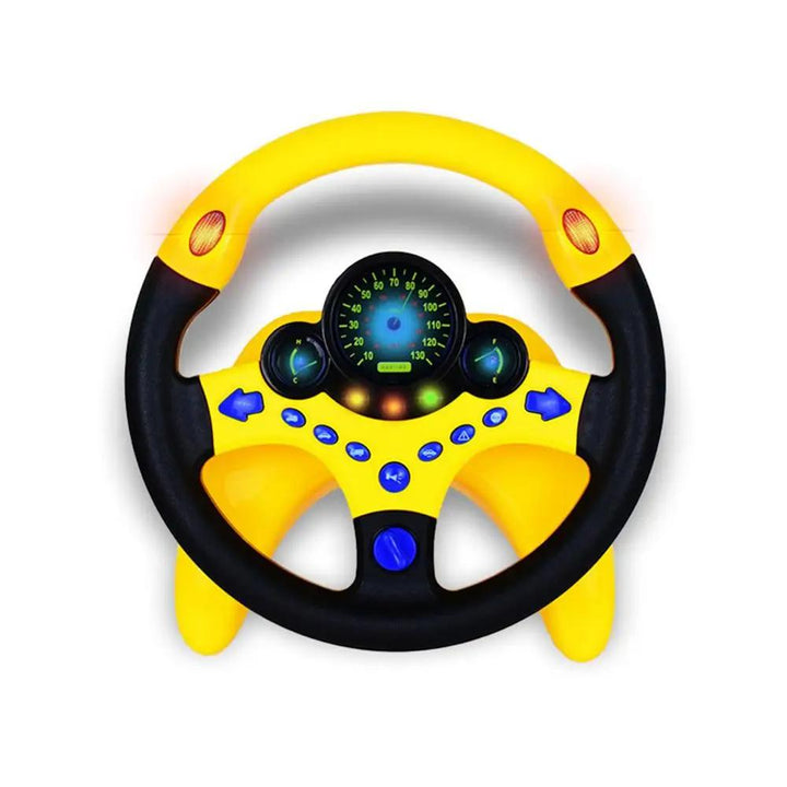 Kids' interactive driving simulator steering wheel toy with sounds & lights, perfect for toddler motor skills & pretend play.
