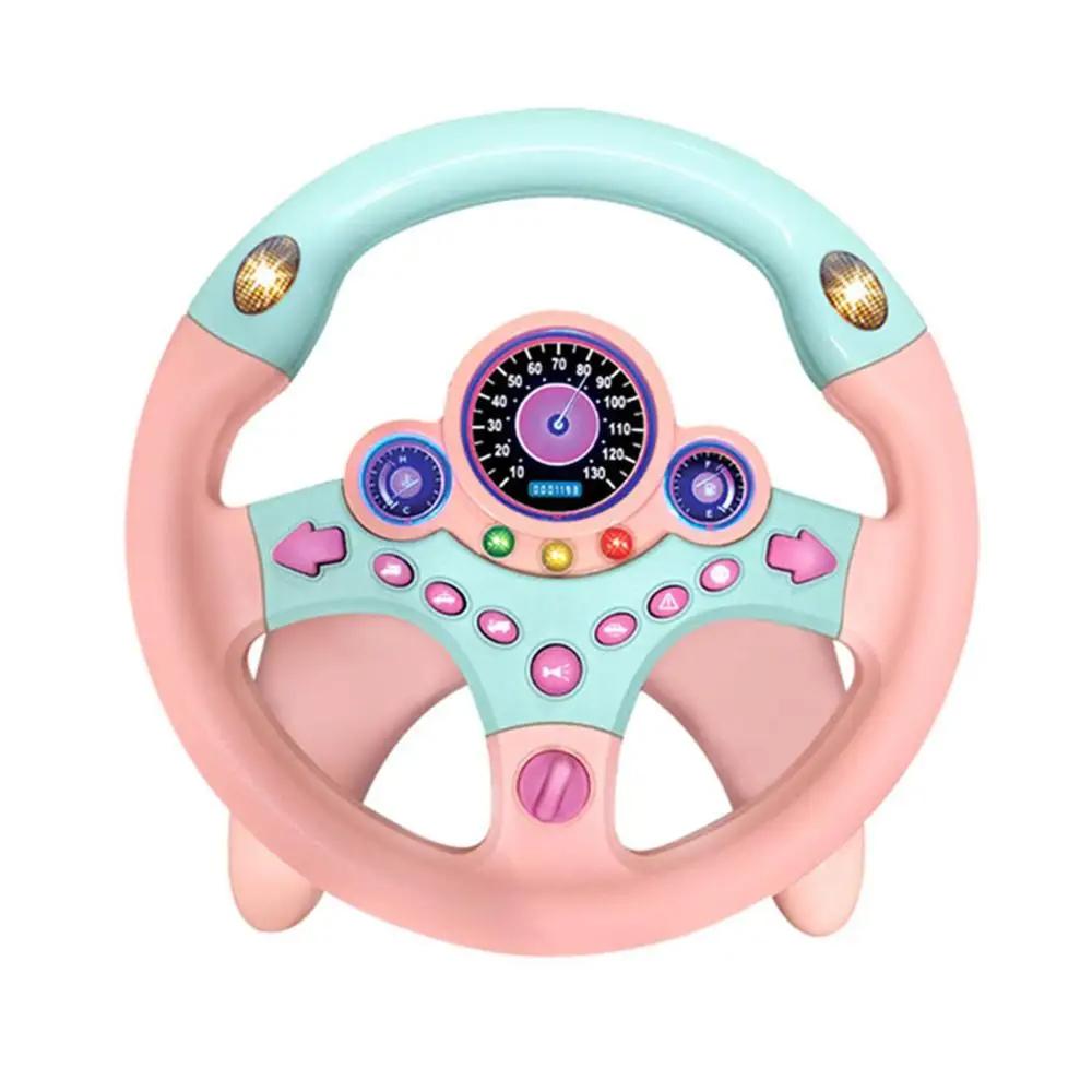 Educational toddler steering wheel toy. Interactive driving simulator enhances motor skills with realistic sounds & lights.