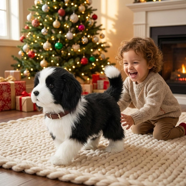 Kids' interactive toy dog walking & barking. Realistic electronic puppy for imaginative play. Soft plush pet toy.
