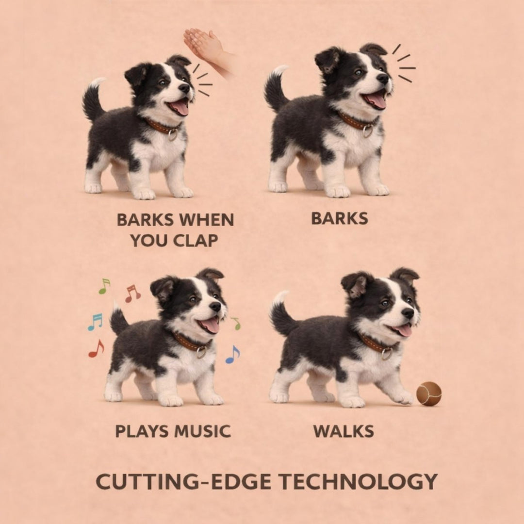 Realistic interactive toy dog for kids. This electronic puppy walks & barks, providing hours of fun playtime.