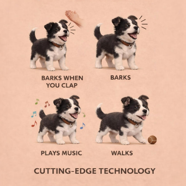 Realistic interactive toy dog for kids. This electronic puppy walks & barks, providing hours of fun playtime.
