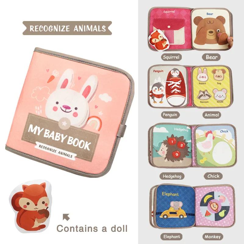 Colorful kids' busy book. Interactive Montessori toy for early learning, sensory play, and developing toddler fine motor skills.