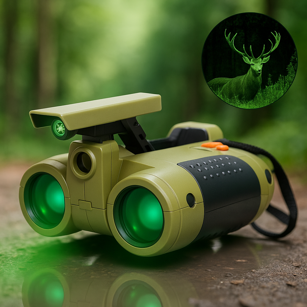 Kids Night Vision Binoculars for outdoor exploration, adventure & nature observation up to 25ft. Educational toy.