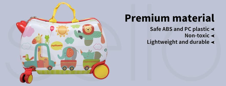 Two-in-one octopus ride-on travel suitcase for kids, easy to maneuver with 360-degree wheels.