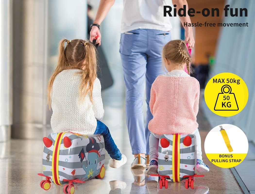 Smart kids travel solution: octopus scooter suitcase with ultra-smooth 360° wheels, 2-in-1 fun.