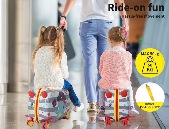 Smart kids travel solution: octopus scooter suitcase with ultra-smooth 360° wheels, 2-in-1 fun.