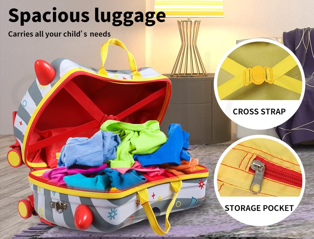 Children's 2-in-1 ride-on luggage: octopus scooter suitcase with smooth 360° spinner wheels.