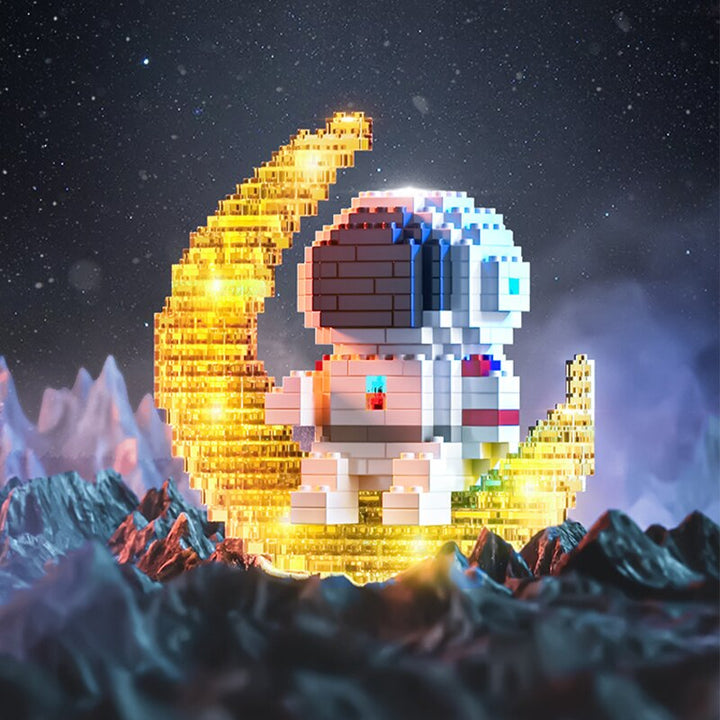 Educational STEM building blocks for kids, featuring space themes, astronauts & rockets, promoting creative construction.