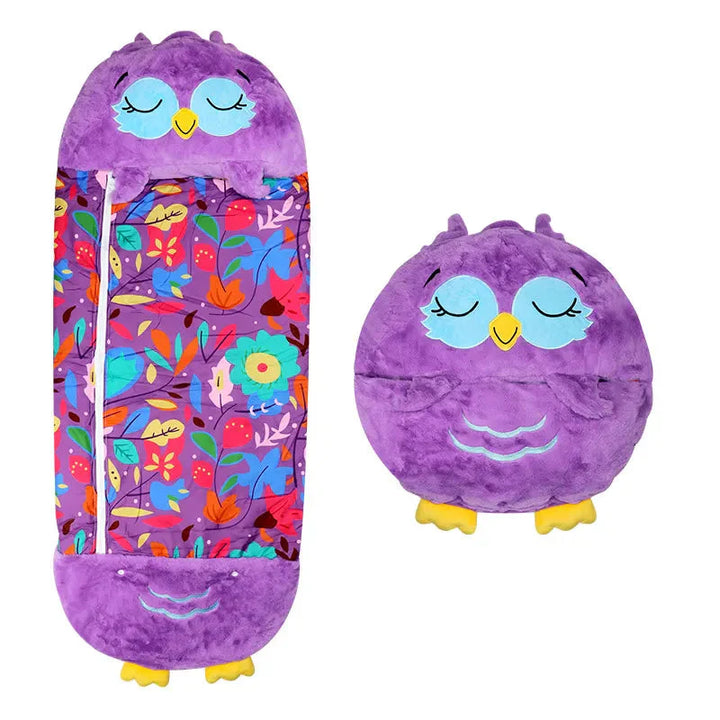 Unisex kids' machine washable plush animal sleeping bag & soft cuddle toy. Ideal for travel.