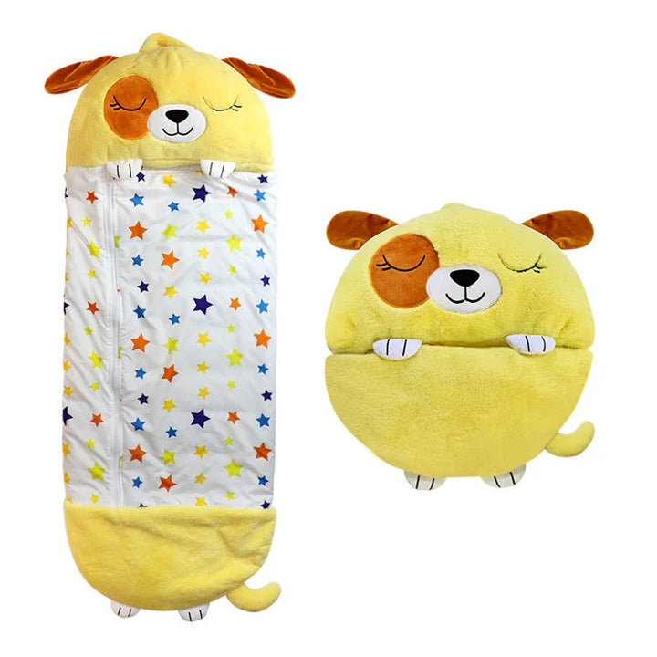 Soft & comfy plush animal sleeping bag for kids, perfect for napping, playtime, and travel.