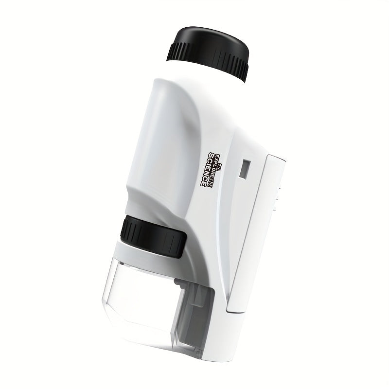 Kids' portable mini microscope with LED light, ideal for STEM learning & outdoor exploration.