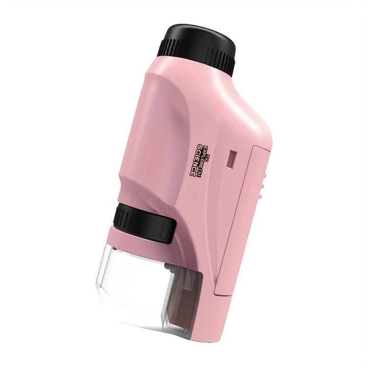 Handheld mini microscope with LED illumination, easy-to-use scientific tool for kids' exploration.