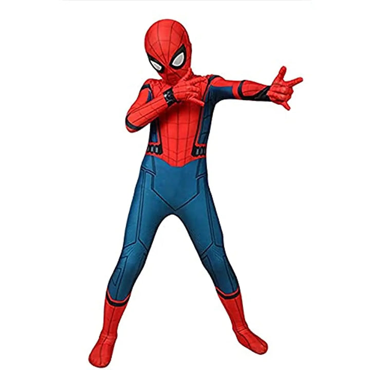Children's red Spider-Man Halloween costume. Perfect superhero outfit for kids' trick-or-treating fun.