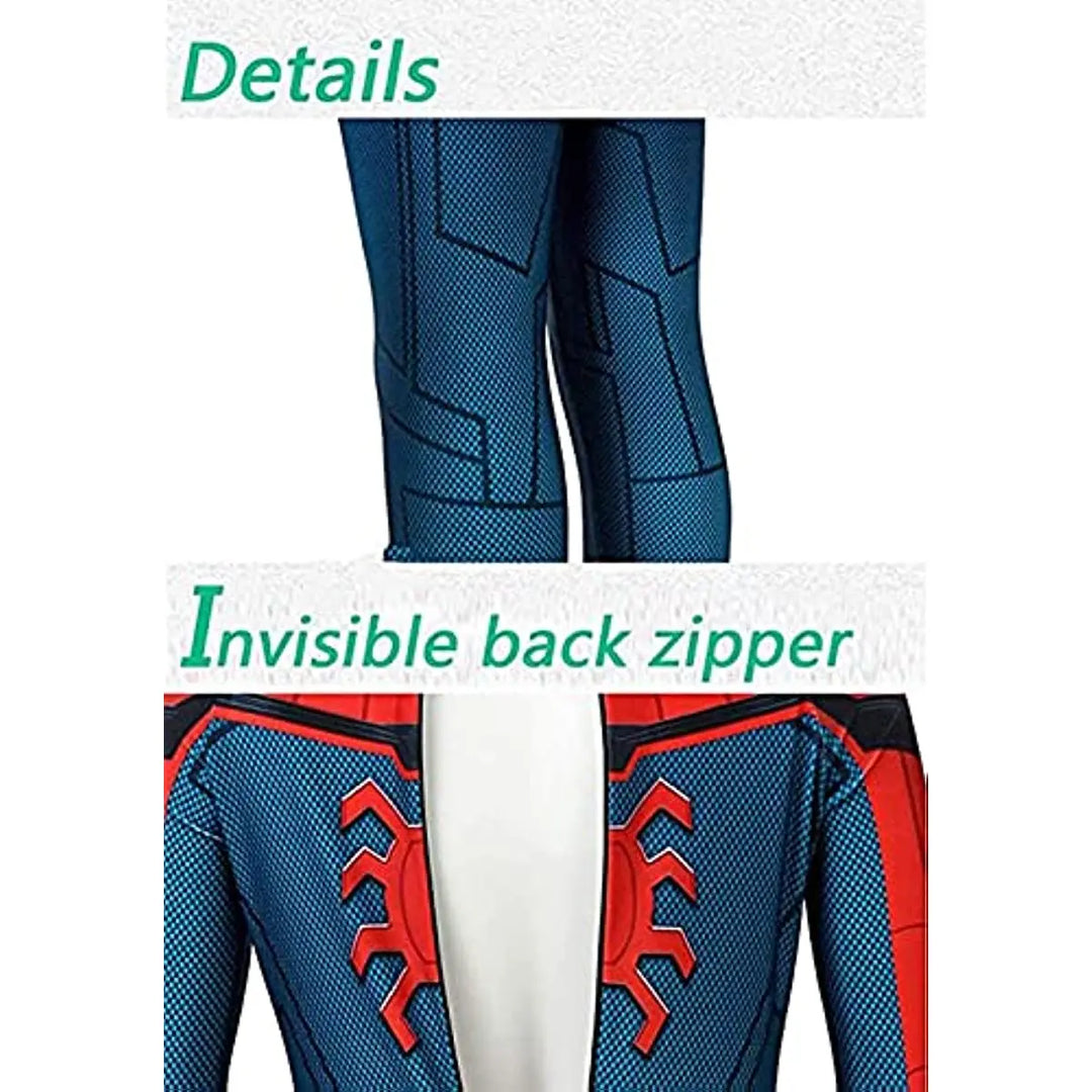 Youngster's red Spider-Man superhero costume for lively children's parties, themed events, and creative play.