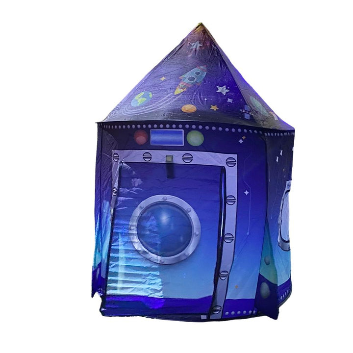 Easy-to-assemble rocket ship play tent, sparking imaginative play. Suitable for children's indoor & outdoor fun.