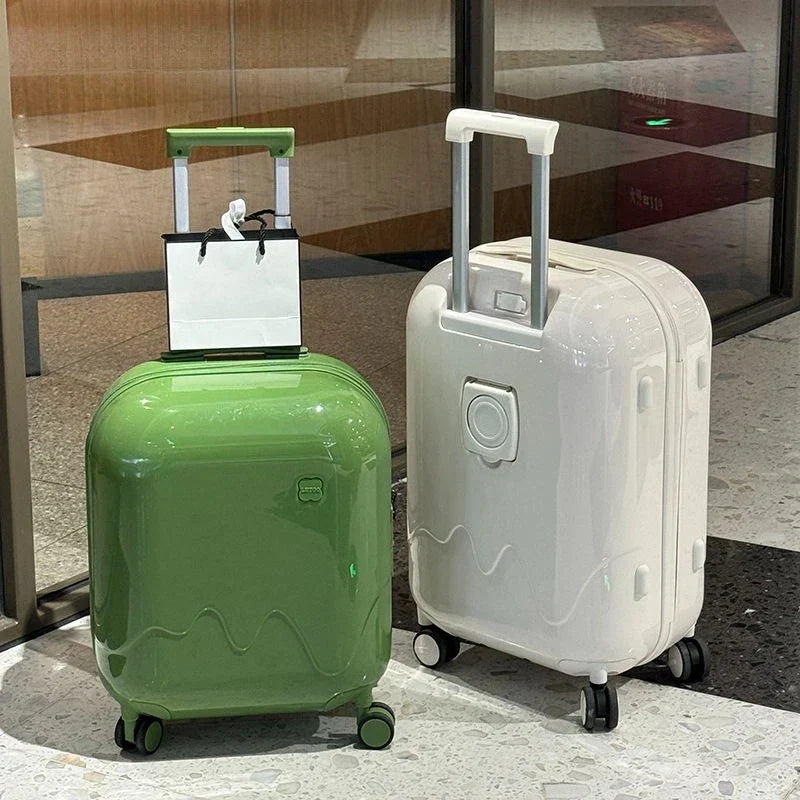 Fun kids' rolling suitcase, ideal travel gear with a secure combination lock for worry-free family vacations.