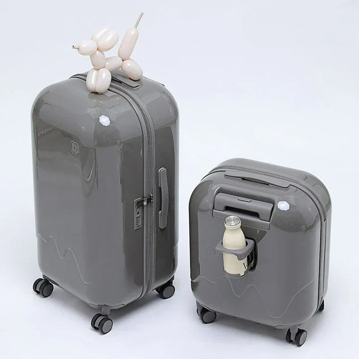 Child's rolling trolley bag with a secure combination lock, perfect for weekend trips & easy travel.