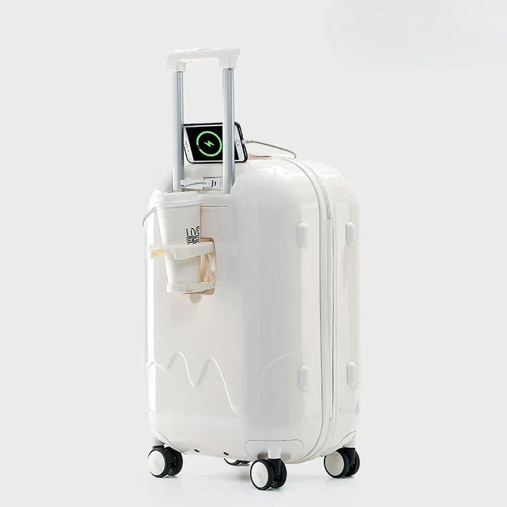 Colorful kids' rolling bag, a vacation essential with a combination lock for secure & convenient travel gear.