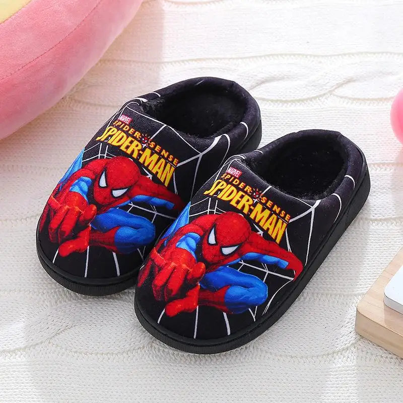 Delightful Spider-Man cozy slippers for kids. Soft, warm indoor shoes ensuring ultimate comfort for children in winter.