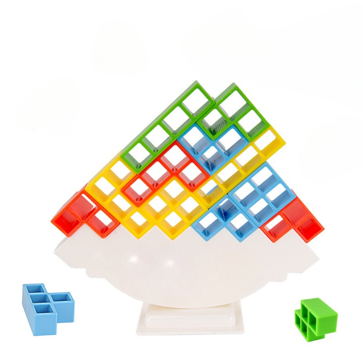 Kids' stacking balance game with colorful blocks. Develops fine motor skills, problem-solving, and creative play for preschoolers.