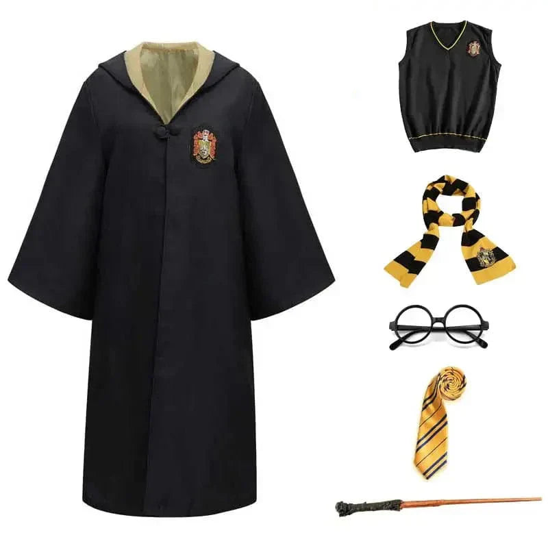 Kids' Wizard School Robe & Magic Accessories Set, full Harry Potter costume for fantasy dress-up.