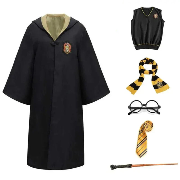 Kids' Wizard School Robe & Magic Accessories Set, full Harry Potter costume for fantasy dress-up.
