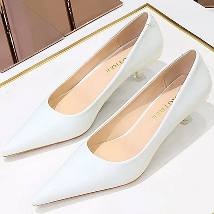 Women's formal black kitten heels, perfect party shoes with a comfortable low heel.