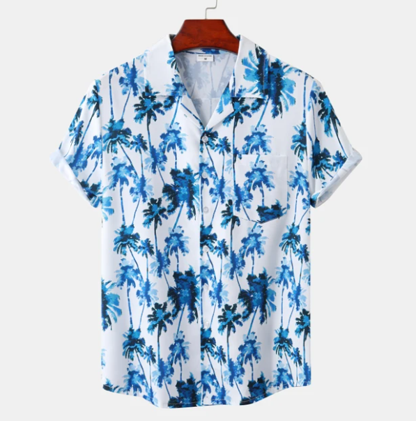 Stylish women's printed Hawaiian shirt. A button-up summer top perfect for casual wear, beach, or vacation.