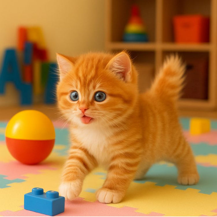 Battery-operated plush interactive cat toy with realistic movements, great for children's imaginative play.
