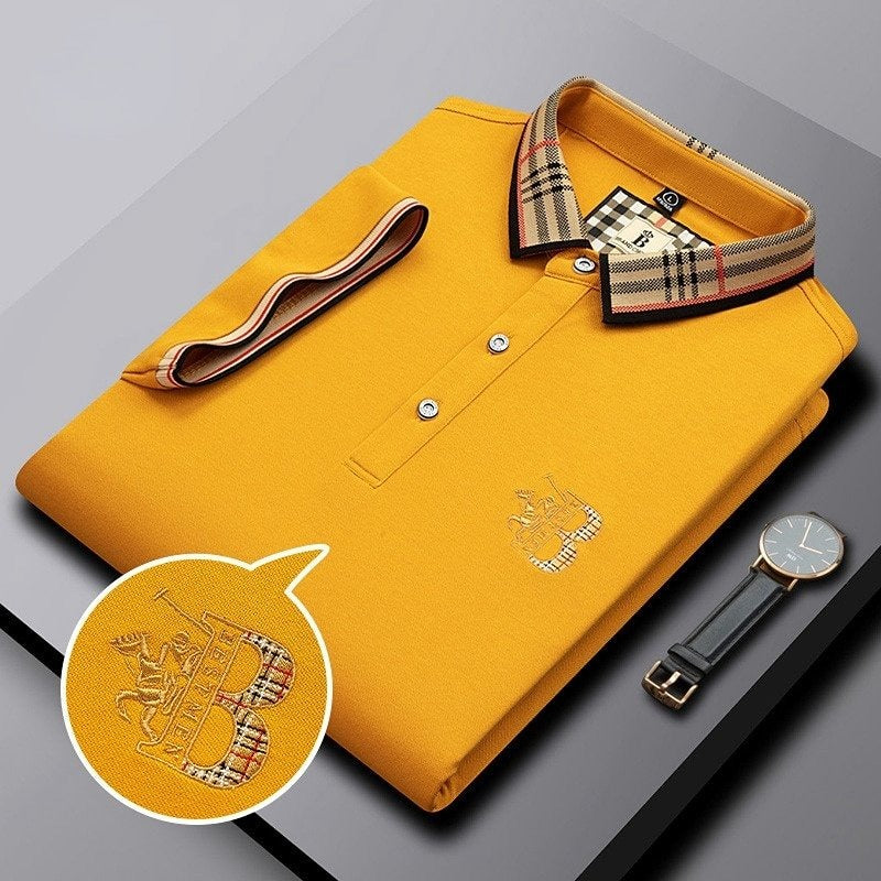 High-quality men's classic polo shirt, a versatile short sleeve collared top for comfortable casual wear.