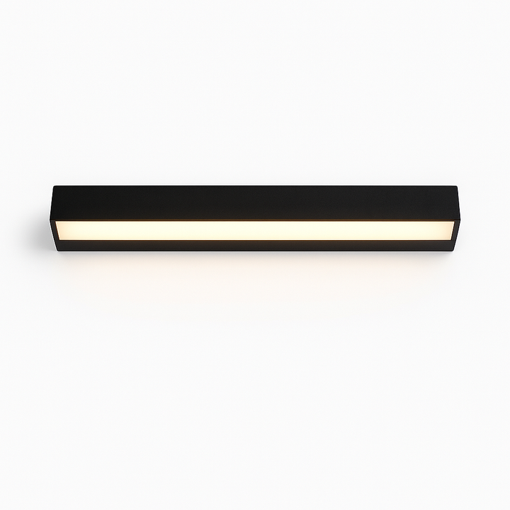Modern solar LED outdoor wall light, sleek minimalistic design for garden & pathway illumination.